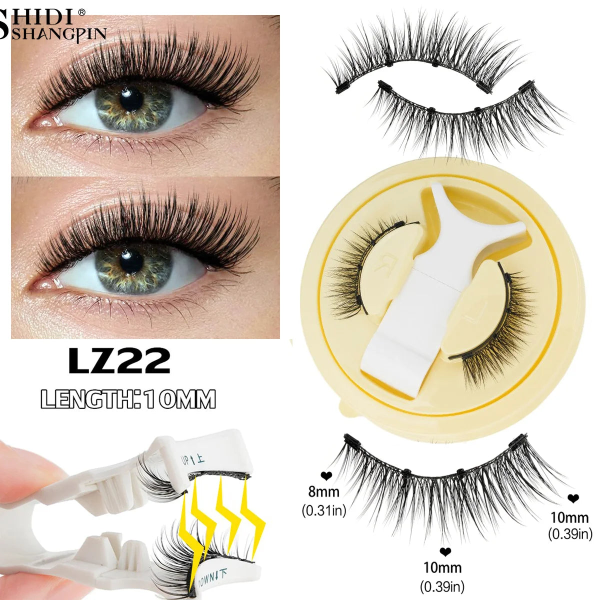 3D Fluffy Mink Magnetic Lashes Kit - 1 Pair Winged Anime Natural False Eyelash Extension No Glue Needed Magnet Band Makeup Tool