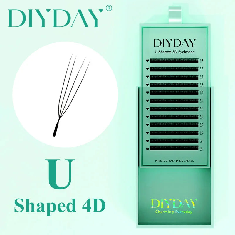 DIYDAY U-shaped 3D 4D 5D Eyelash Extension New Style U Shape W Bloom Lashes Premade Fans Lightweight Fluffy Mink Faux Eyelashes