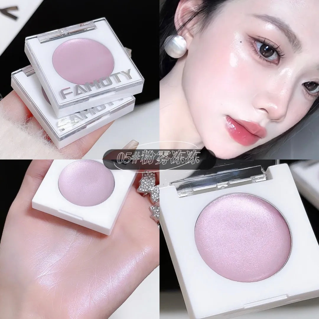 FAMOTY Multi-Use Cream Highlighter Balm – Pearlescent Shimmer Glow Stick for Face & Eyes. Dewy, Wet-Look Finish. (White/Pink