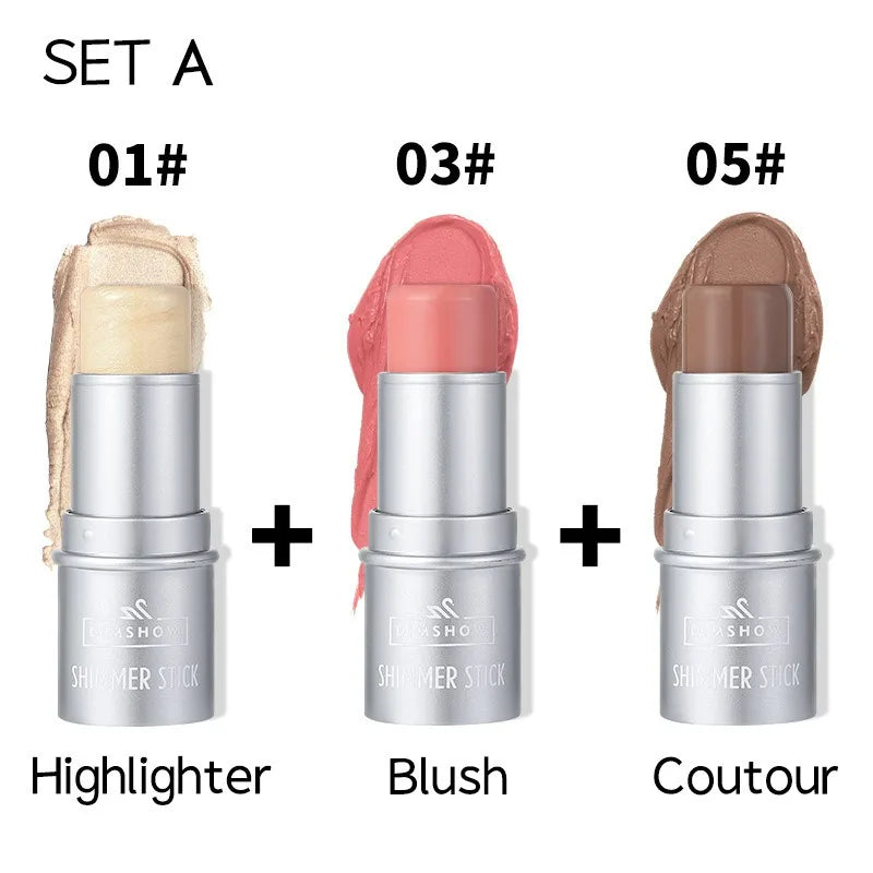 Face Brown Contouring Bronzer Stick Multifunctional Highlighter Blush Silkworm Brightening Sculpt Facial Outline Shadow Cosmetic