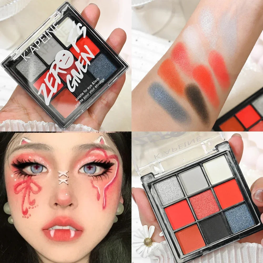 9 Colors Glitter Sequin Eyeshadow Palette Christmas Halloween Cool Goth Red Black Matte Eyeshadow Palette Korean Cosmetics