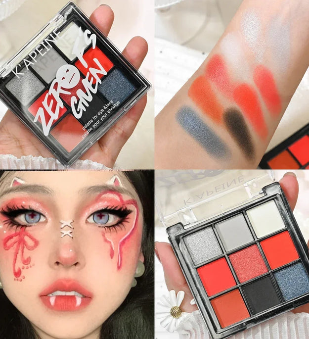 9 Colors Glitter Sequin Eyeshadow Palette Christmas Halloween Cool Goth Red Black Matte Eyeshadow Palette Korean Cosmetics