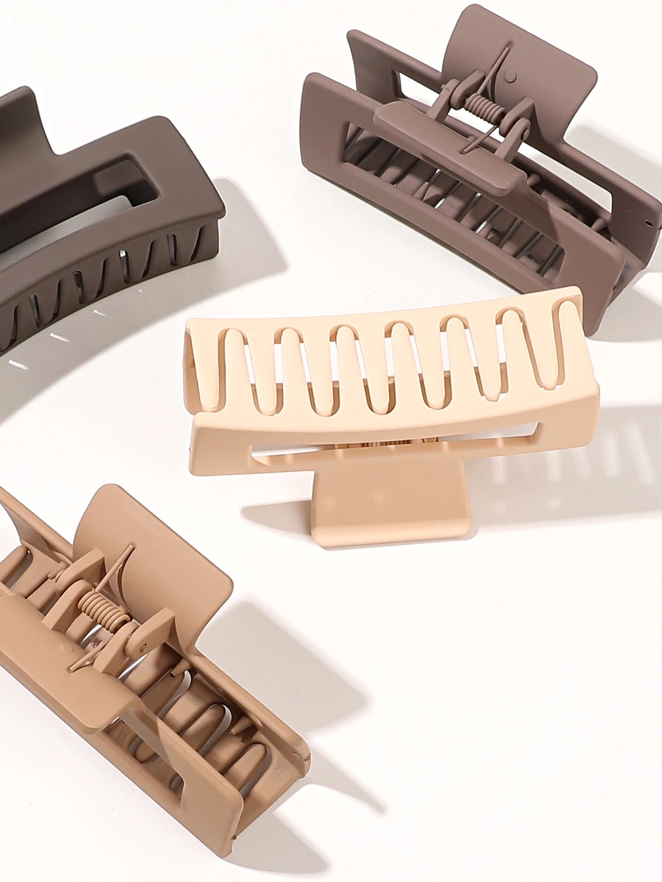 7Pcs 3.4" Medium Square Hair Claw Clips for Women Thick Thin Hair,Strong Hold Matte Banana Jaw Clips Hair Accessories