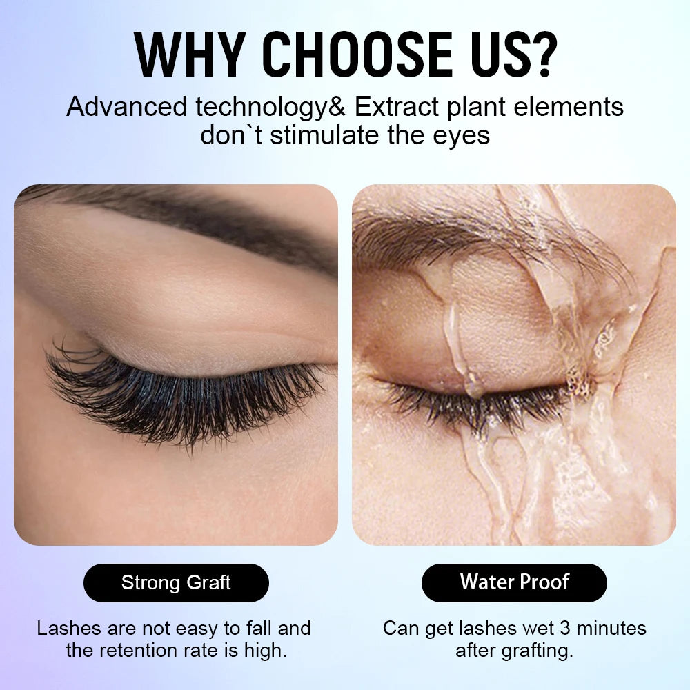 Gollee 1s Dry Eyelashes Adhesive Mixed Floral Fragrance Eyelash Extension Glue with Bonder Glue Lash Accelerator Waterproof Bond