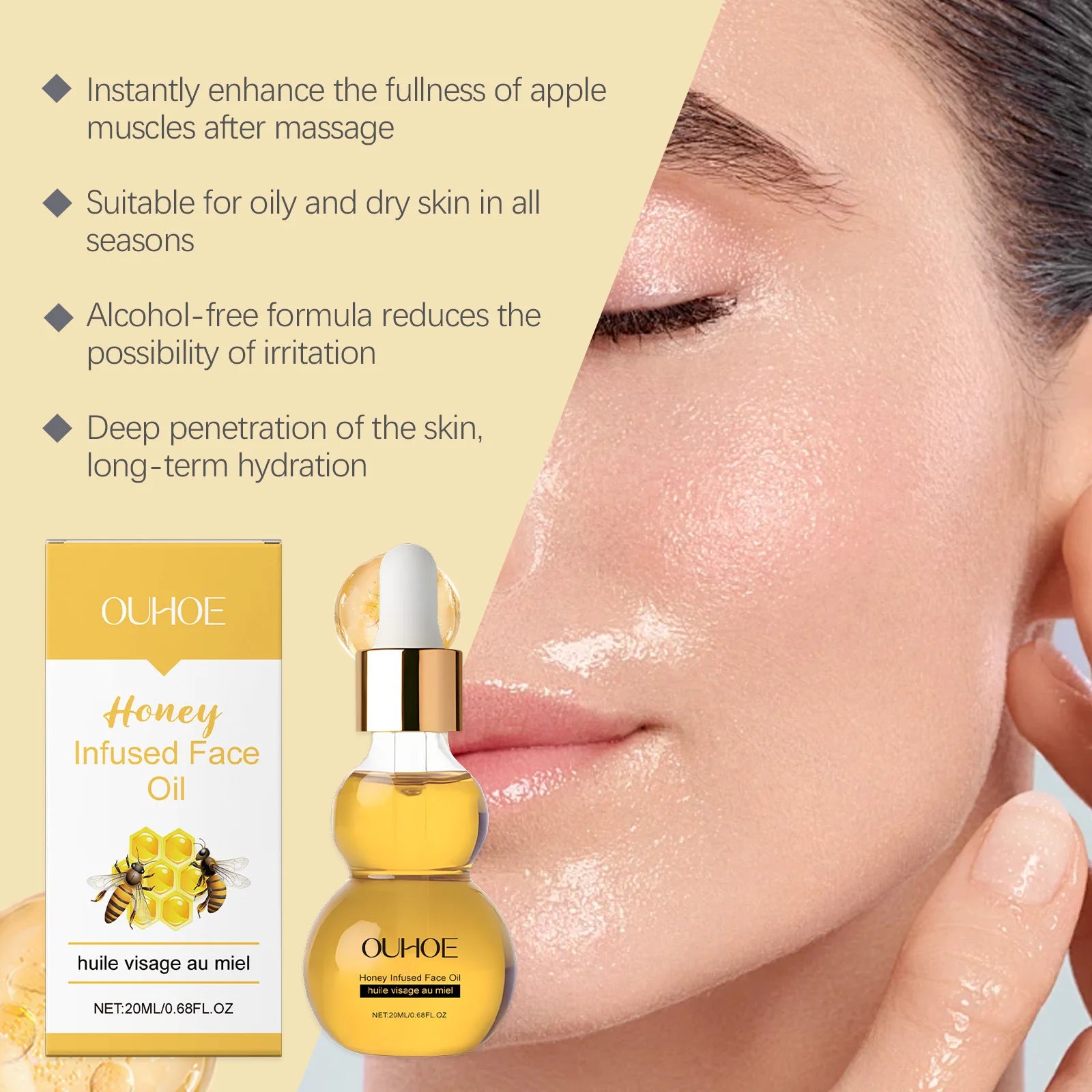 Honey Face Essential Oil Anti-Aging Moisturizing Nourishing Repairing Hydrating Refreshing Revitalizing Brightening Skin Drops