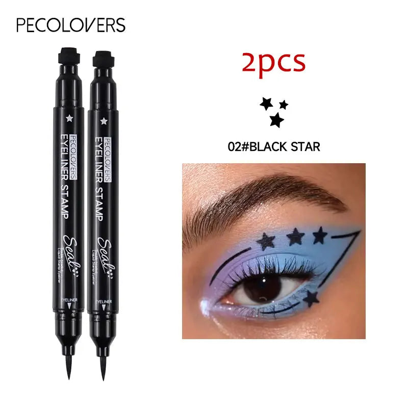Star Liquid Eyeliner Black Moon Stamp Eye Liner Pencil 2 in 1 Waterproof Long-lasting Easy Applying Eye Eyeliner Pen Makeup