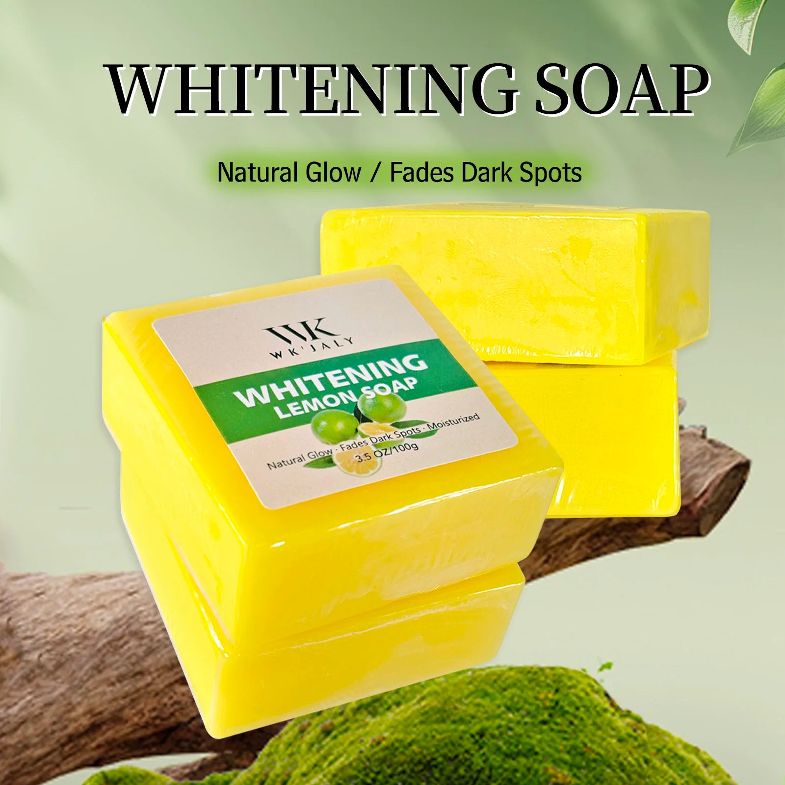 WK JALY Whitening Lemon Soap, Natural Glow, Fade Dark Spots, Moisturized, With Glutathione, Shea Butter Oil, For Face And Body