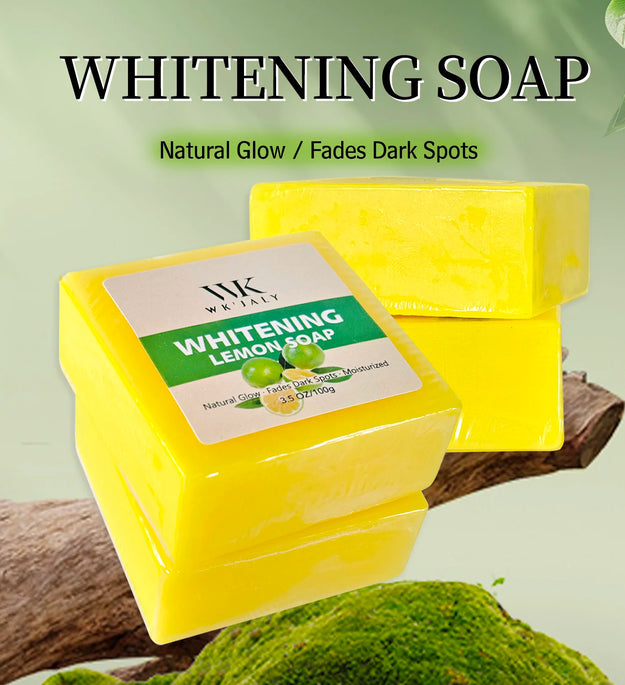 WK JALY Whitening Lemon Soap, Natural Glow, Fade Dark Spots, Moisturized, With Glutathione, Shea Butter Oil, For Face And Body