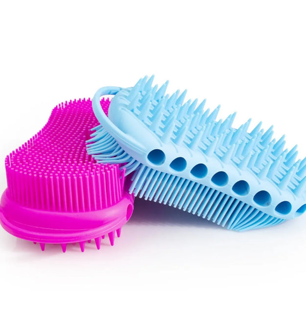 Soft Back Scrubber Brush Silicone Skin Massager Bath Shower Scrubbing Brush with Handle Body Wash Exfoliating Scrub Bath Supplie