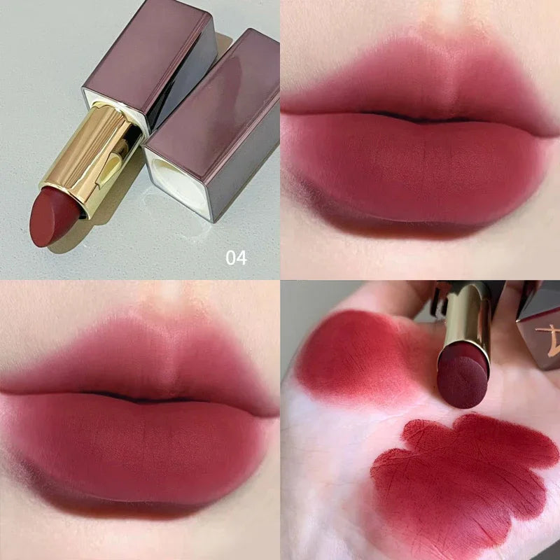 Sexy Matte Punk Dark Brown Lipstick Waterproof Lip Gloss Long Lasting Non-Stick Cup Smoked Matte Lipstick Korean Makeup Cosmetic
