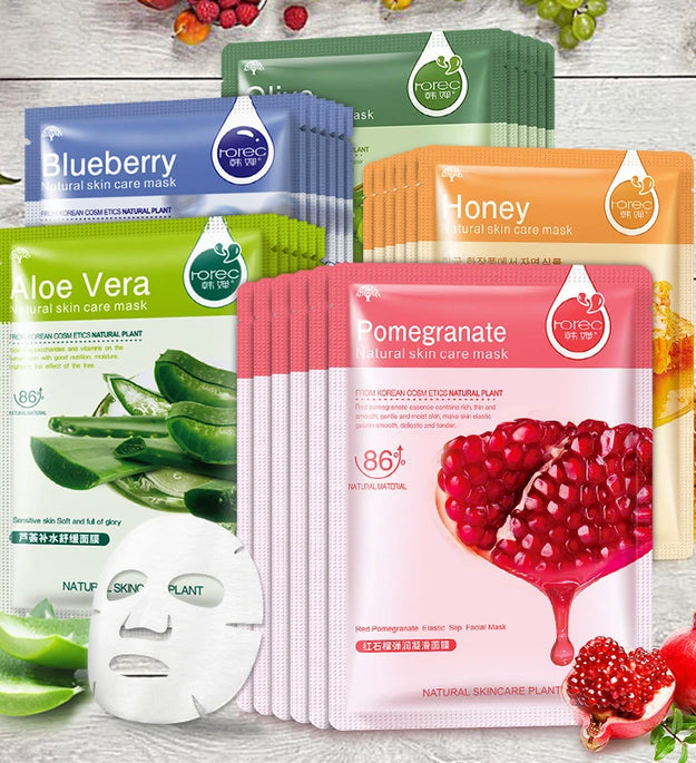 30pcs Fresh Fruits Facial Masks Face skincare Moisturizing Firming Hydrating Korean Face Mask Facial Skin Care Prodcuts