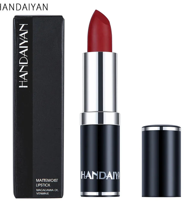 Handaiyan Sexy Nude Red Brown Purple Lipgloss Matte Lip Gloss Velvety Lipstick Matte Waterproof Makeup Long Lasting Cosmetic