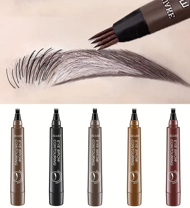 Waterproof Eyebrow Pen, Microblading Eyebrow Pencil With 4 Split Head, Natural Looking Brows Makeup ( 5 Colors)