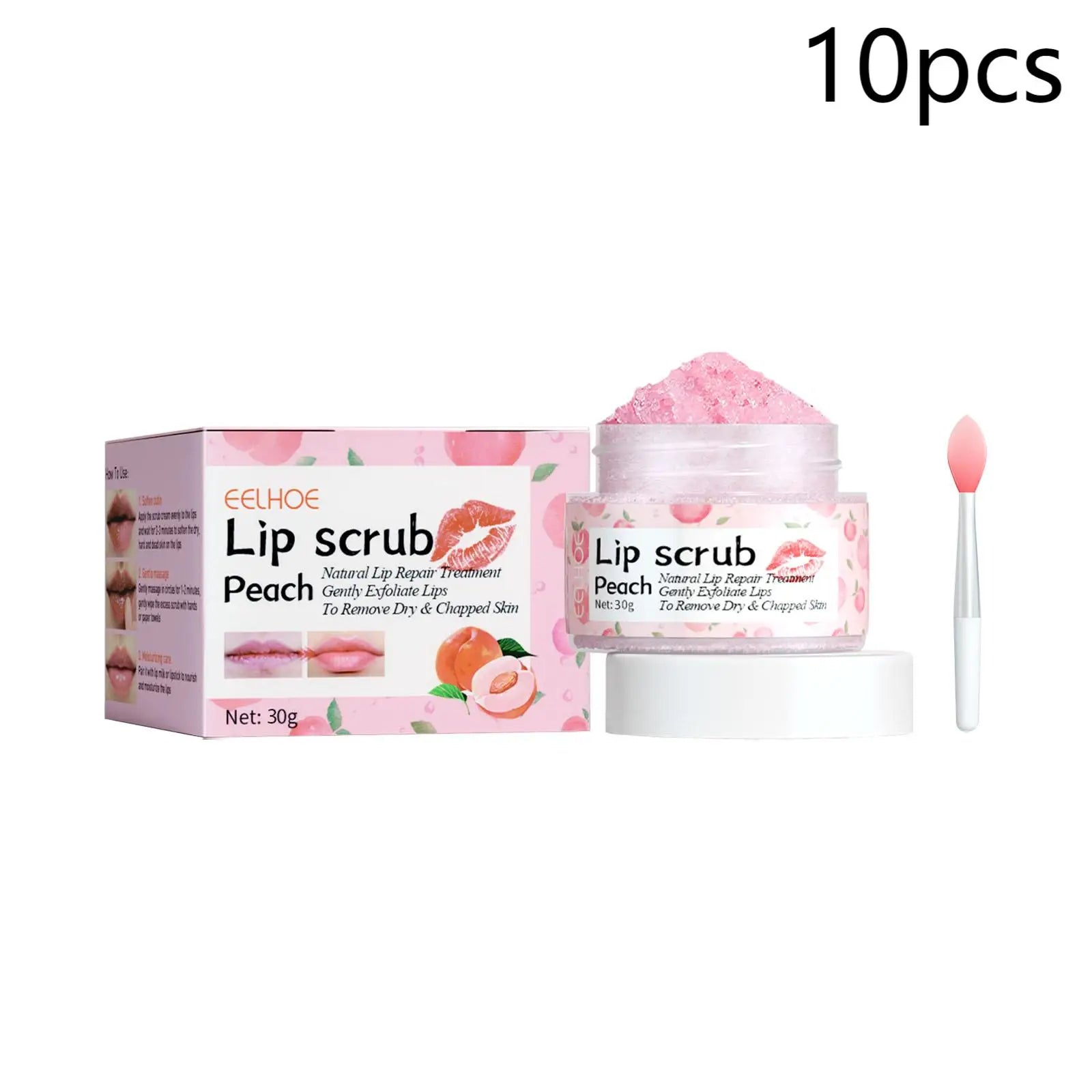 Peach Lip Scrub, Hydrating & Exfoliating Lip Care, Gently Smooths Lip Lines for Soft Skin