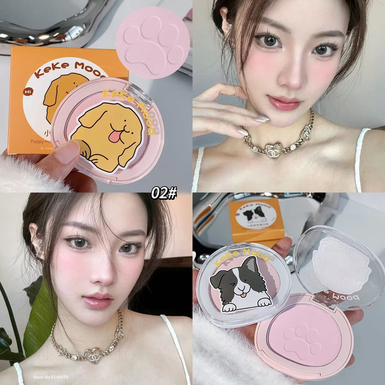 Cute Claw Monochrome Highlights Powder Face Matte White Pink Blusher Brightening Setting Powder Concealer Compact Makeup Palette