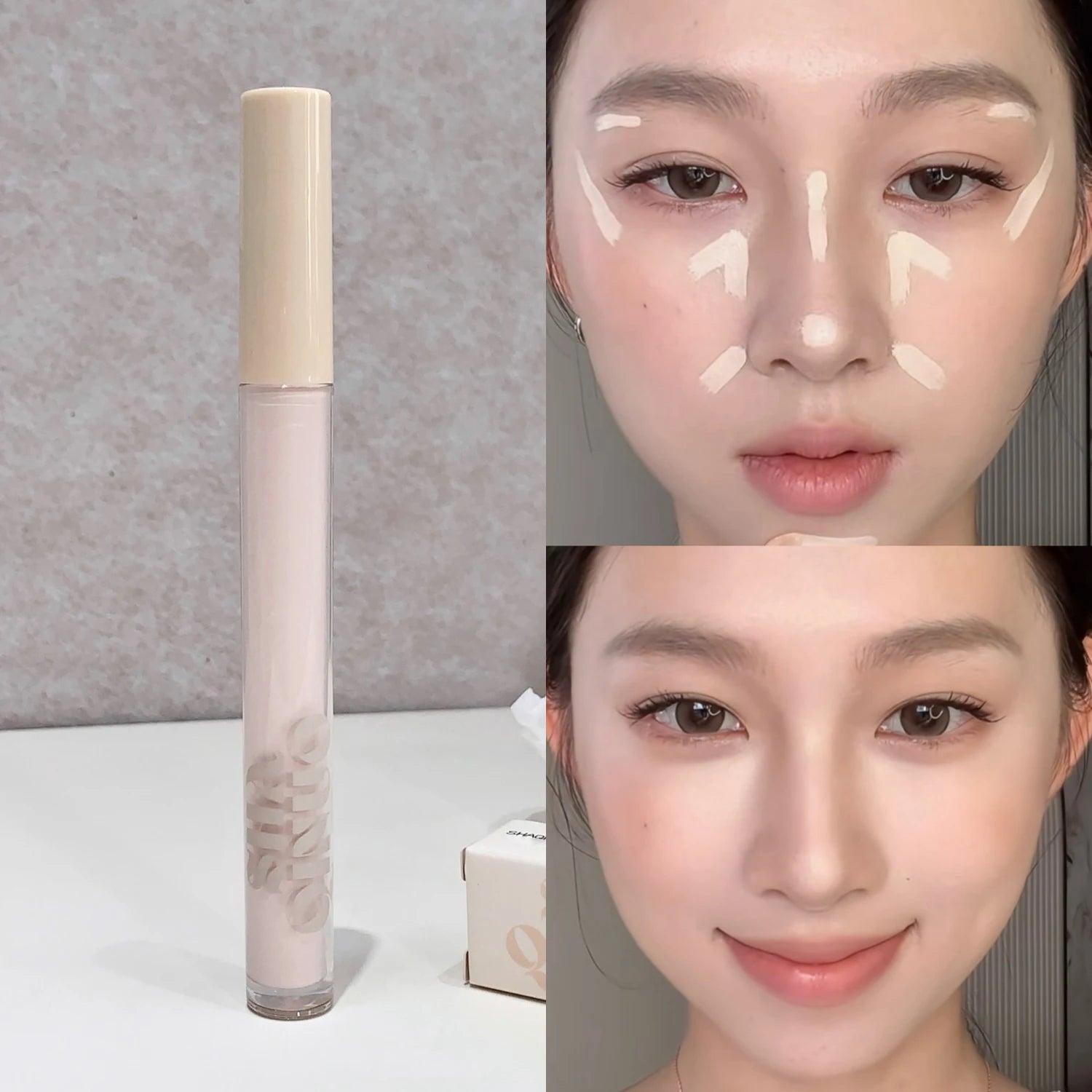 SHAQINUO Liquid Contouring Highlighter Powerful Concealer Whitening Lasting Foundation Moisturizing High-end Brightening Liquid