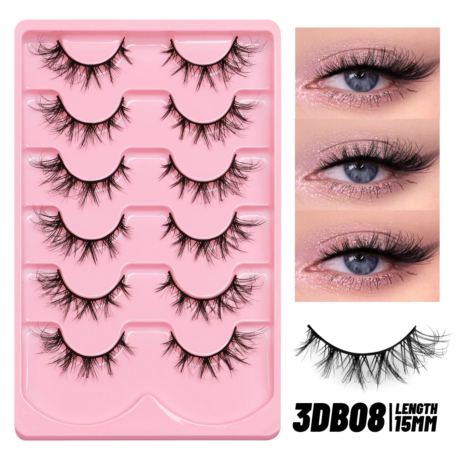 GROINNEYA Fluffy Eyelashes 3D Mink False Lashes Fluffy Soft Cross Manga Lashes Wispy Volume Mink Lashes Dramatic Makeup