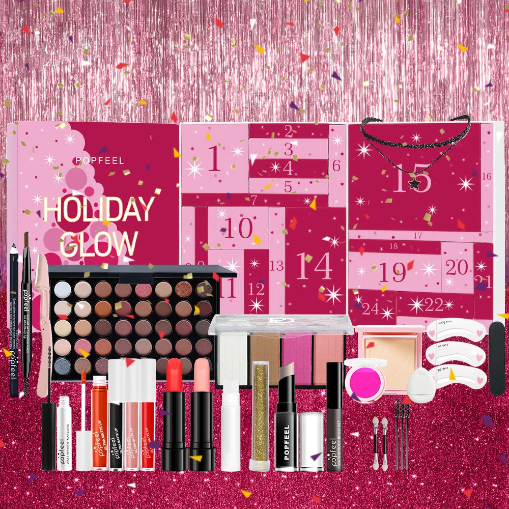 POPFEEL 24-Piece Christmas Surprise Countdown Gift Box Set - Perfect for Gifting Makeup, Accessories, and Mystery Boxes for Moms