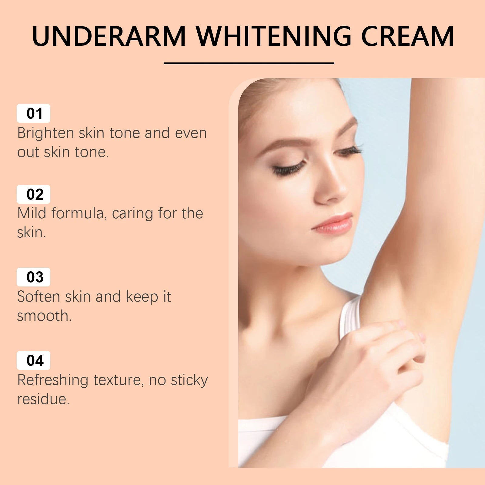 Underarm Whitening Cream Armpit Legs Knee Elbow Cream Remove Dark Spots Melanin Brighten Skin Care Moisturizing Skin Cream 50g