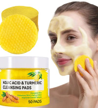 40/50pcs Turmeric Kojic Acid Cleansing Pads Exfoliating Pads Facial Sponges For Cleansing Exfoliating Daily Cleansing Skin Care - BlissFully