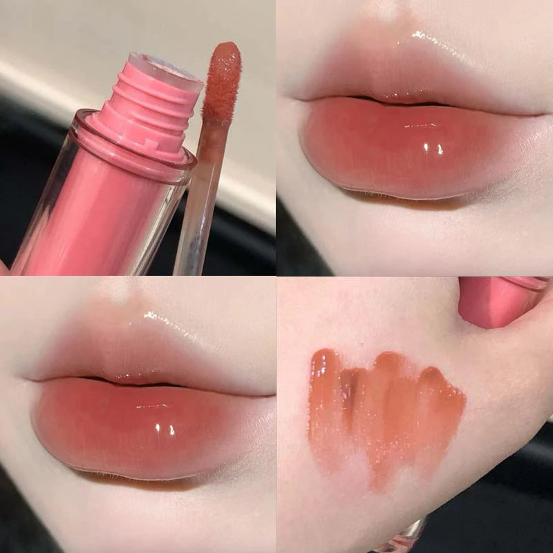 Pink Mirror Crystal Lip Gloss Makeup Water Glass Lip Glaze Plumping Waterproof Jelly Lip Tint Lipstick Moisturizing Beauty Lips