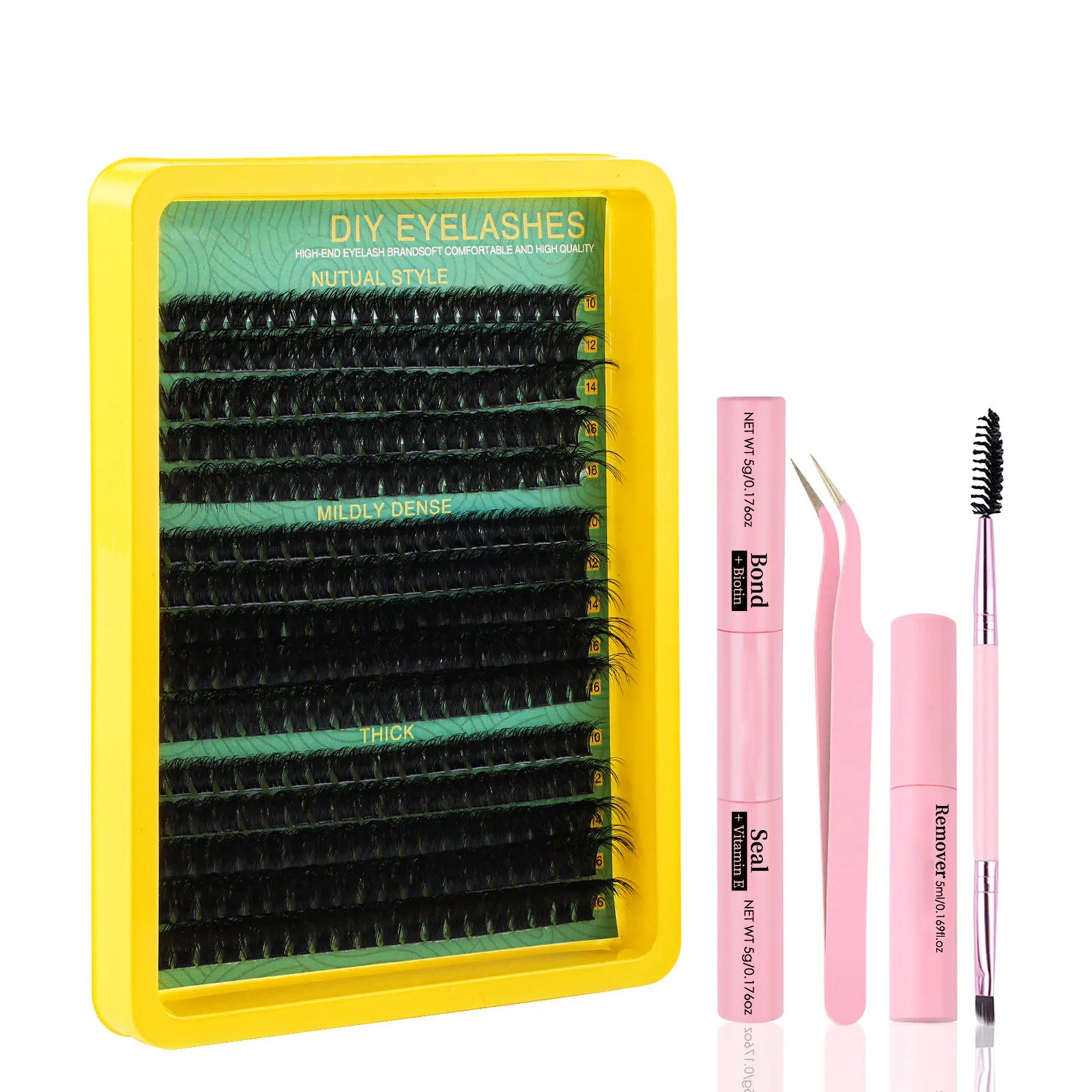 Lash Clusters Kit Natural, 10-16MM Spiky Volume Cluster Eyelash Extensions, Lash Extension Kit Fairy Individual Lashes Cluster 3