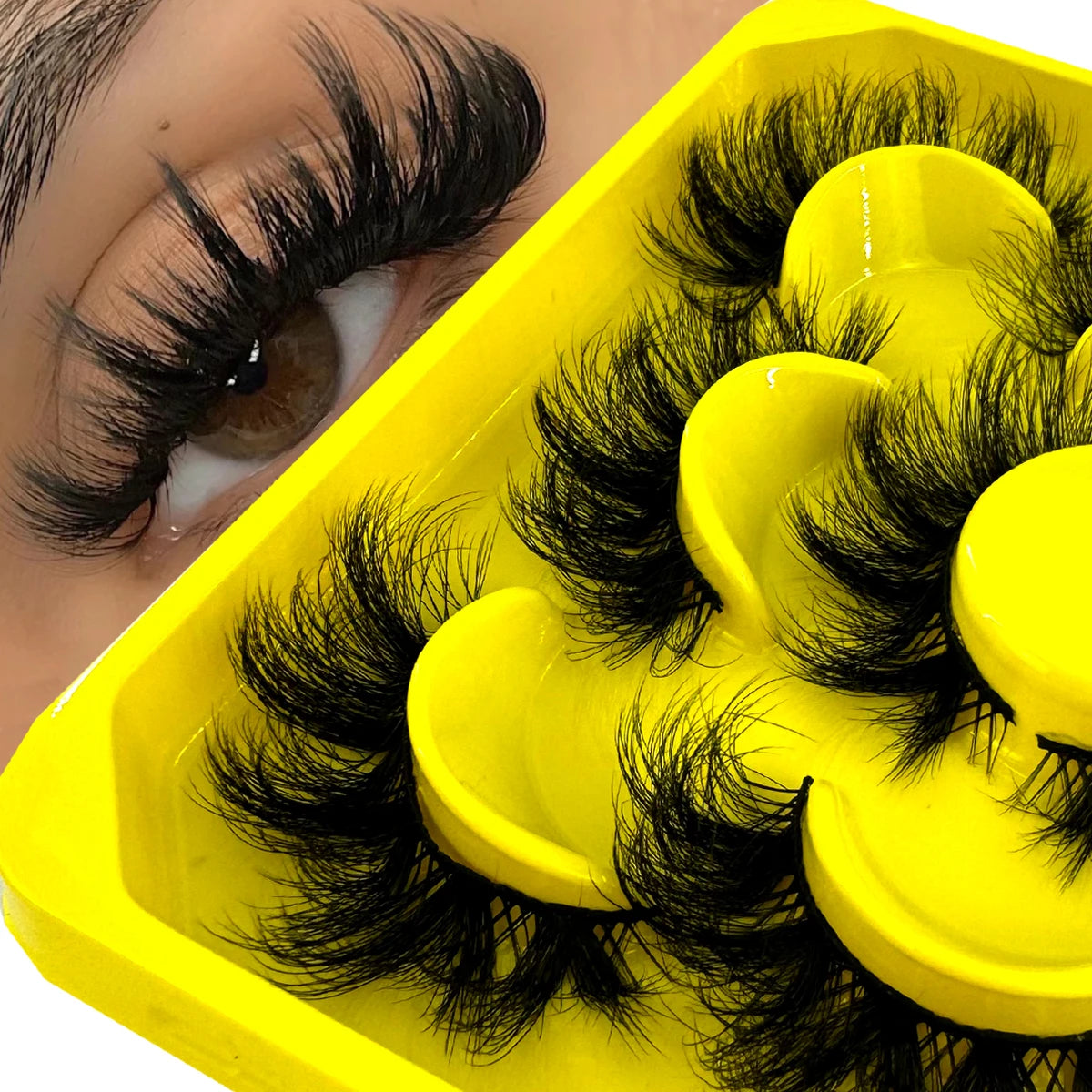 New 5 pairs Fluffy Lashes 8D False Eyelashes 15-20mm Faux Mink Lashes Natural Fake Lashes Thick Volume Eyelashes Cat Eye Lashes