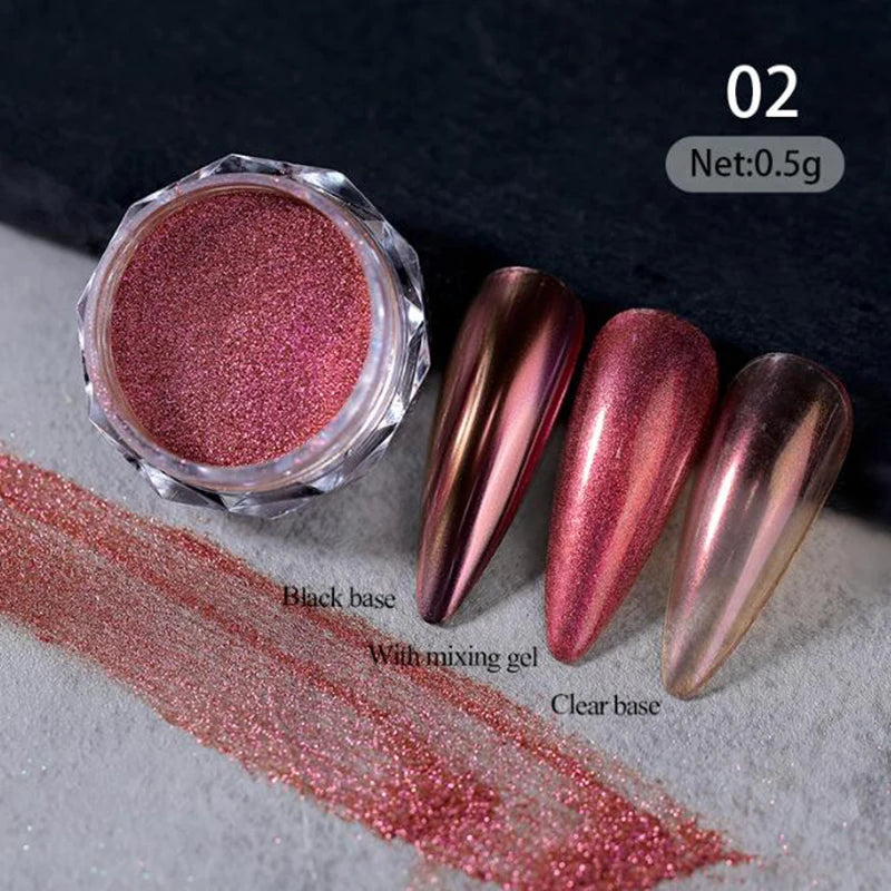 1Jars High-Gloss Plating Aurora Mirror Nail Powder Net0.5g Moonlight Pearl White Rubbing Powder Super-Shiny Manicure Chrome Dust