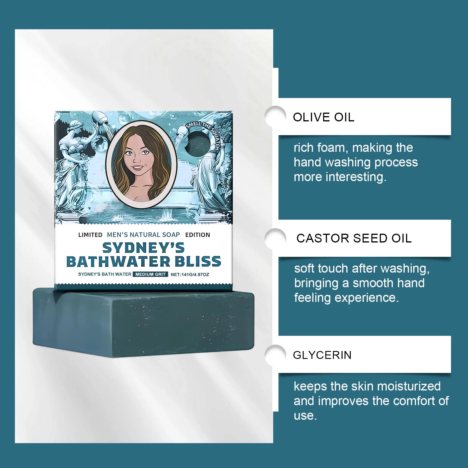 Bathing Soap Bar — Deep Cleansing, Nourishing, Oil-Control, Odor-Removing, Moisturizing & Refreshing, Fragranced Clean Skin