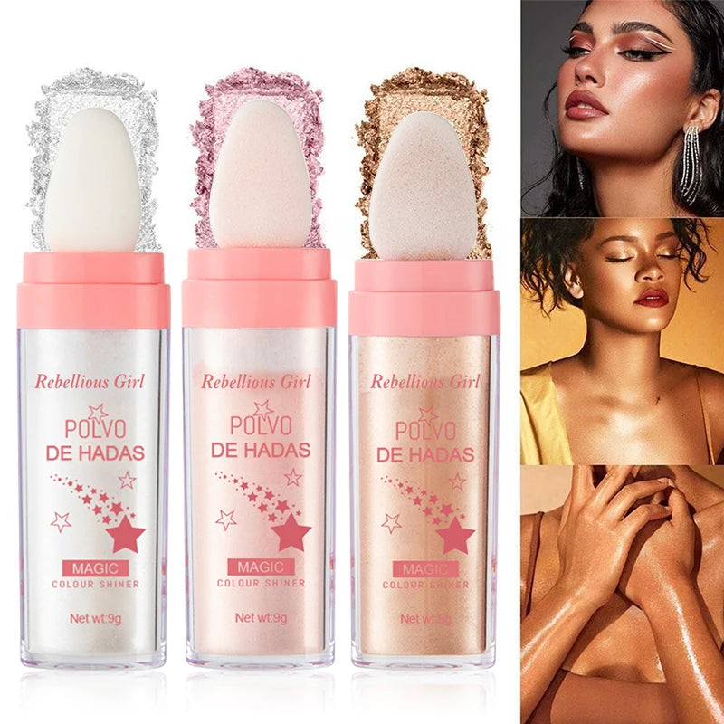 Highlighter Powder White Moonlight Polvo De Hadas Glitter Shimmer Contour Shading Illuminator for Women Face Body Glitter Makeup