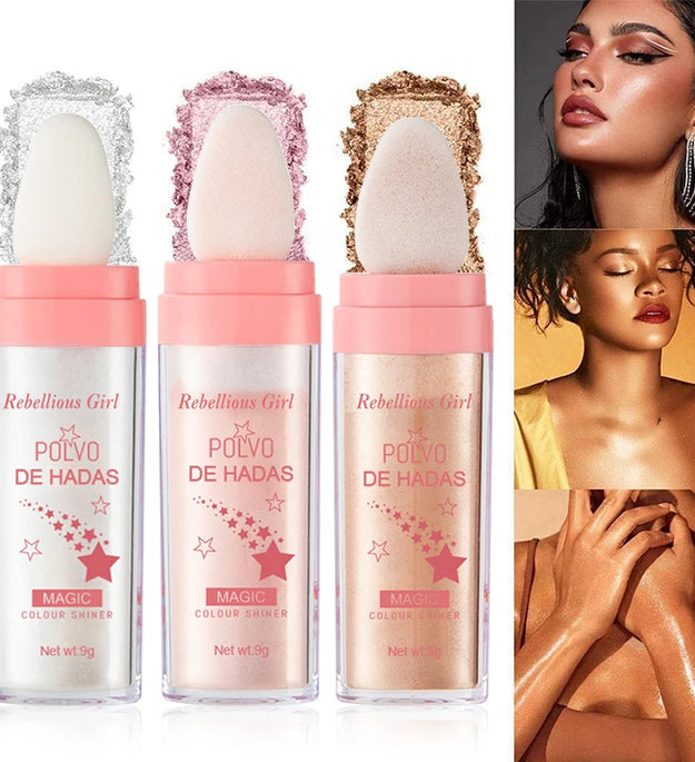 Highlighter Powder White Moonlight Polvo De Hadas Glitter Shimmer Contour Shading Illuminator for Women Face Body Glitter Makeup