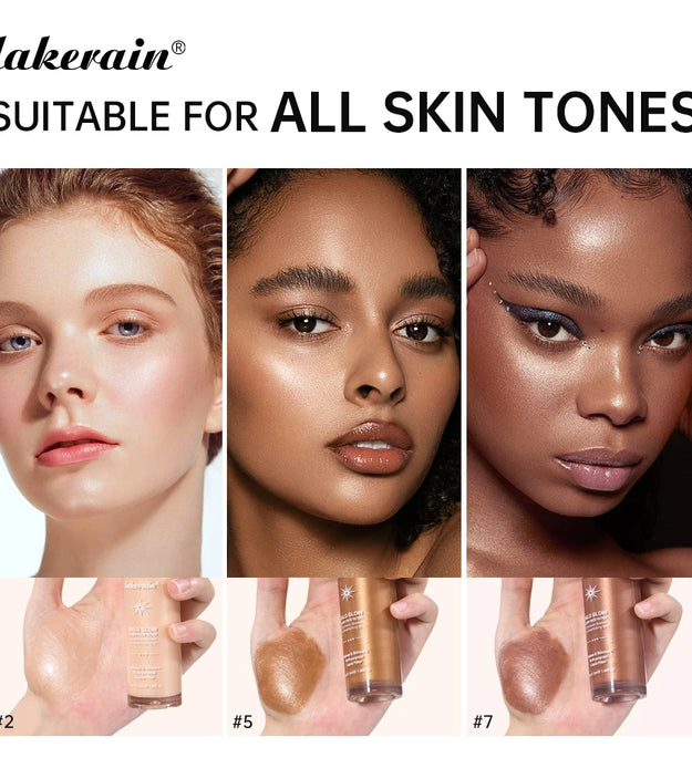 2 IN 1 Skincare & Primer Liquid Highlighter Face Contouring Moisturizing Brightening Skin Tone Bronzer Glow Body Face Makeup
