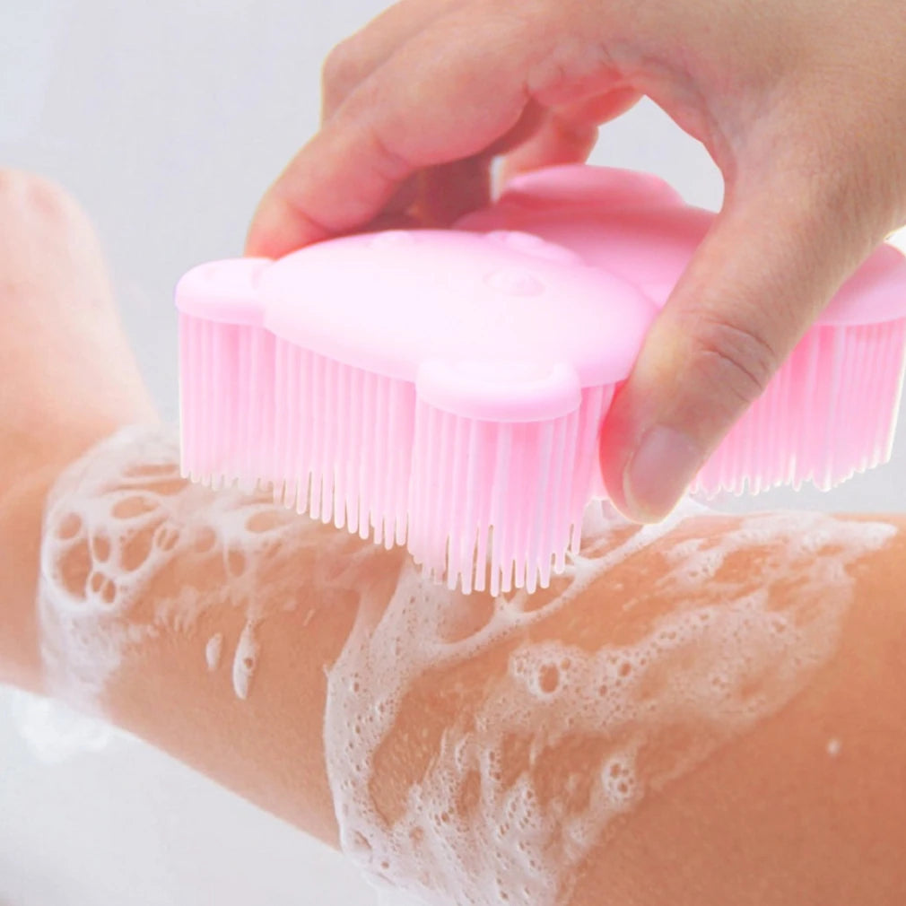 1pc Exfoliating Silicone Bath Brush Cleanser Soft Silicone Body Scrubber Shower Massages Body Care Skin Back Scrub Bathing Tools