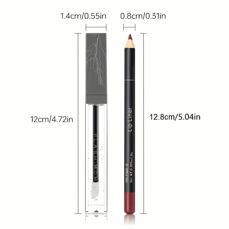 Hydrating Lip Makeup Duo Set -Infused Lip Liner & Transparent Lip Oil - Versatile, Long-Lasting Lip Contouring Paste Kit