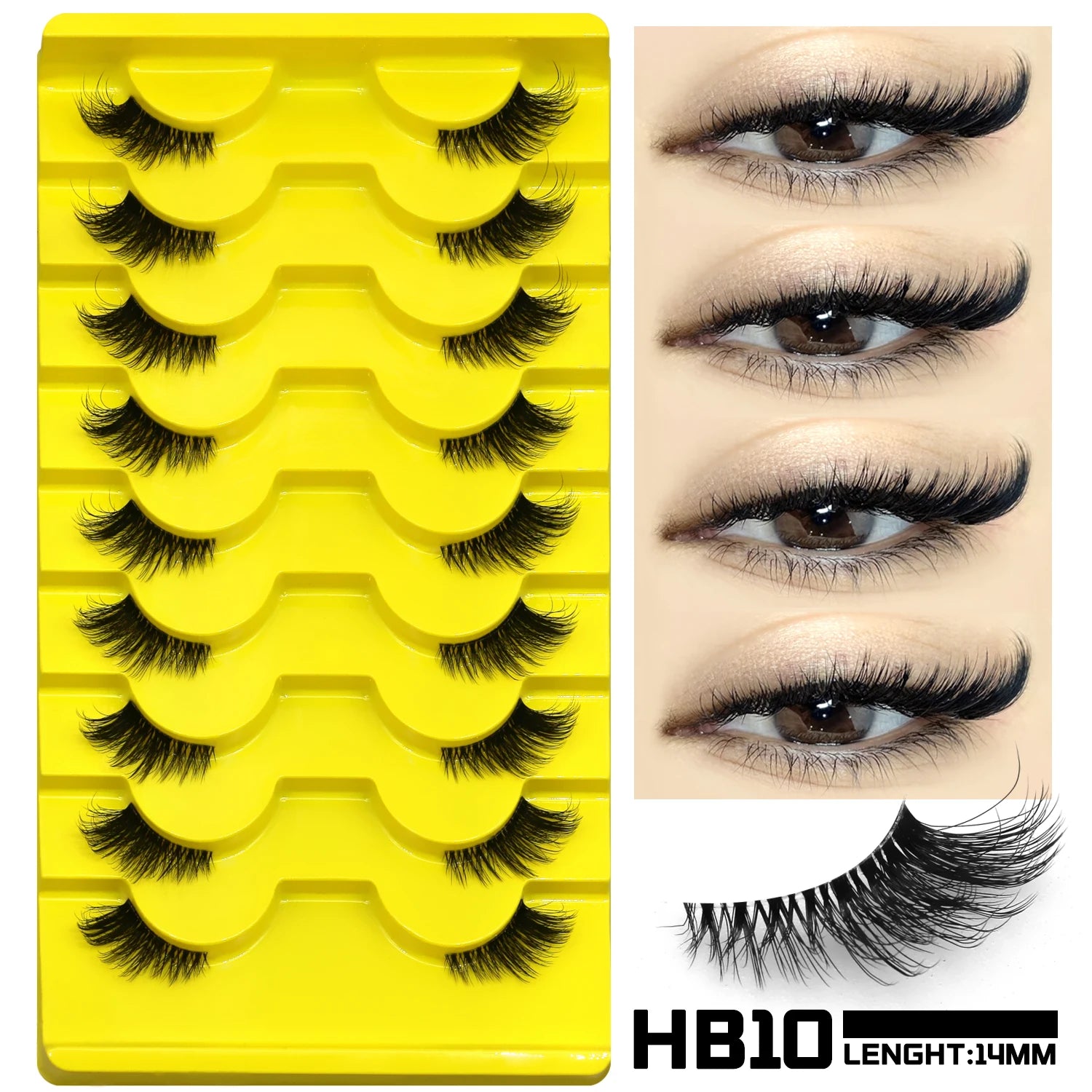 False Eyelashes Cat Eye Lashes Natural Long Half Eye Lashes Short Wispy Clear Band Lashes 3D Faux Mink Lash Multipack