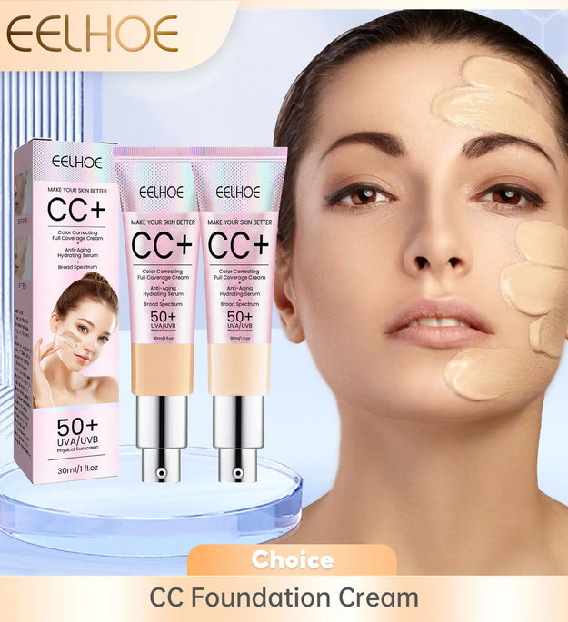 CC Foundation Cream Natural Moisturizing Waterproof Brightening Foundation Concealer Coverage Blemish Oil-control Lasting Makeup