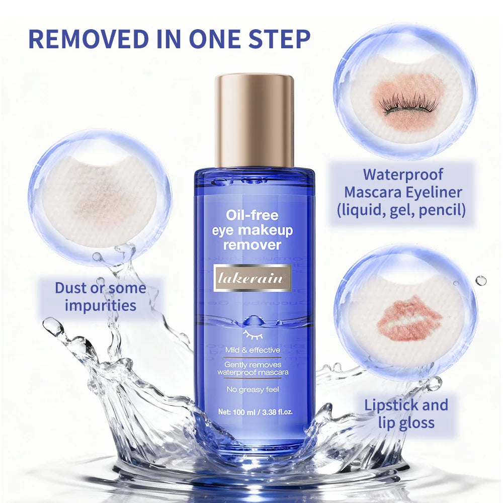 Lakerain 100ml Gentle Makeup Remover Gently Effectively Cleans Removes Waterproof Mascara Pigmented Eyeshadow Brow Pomade