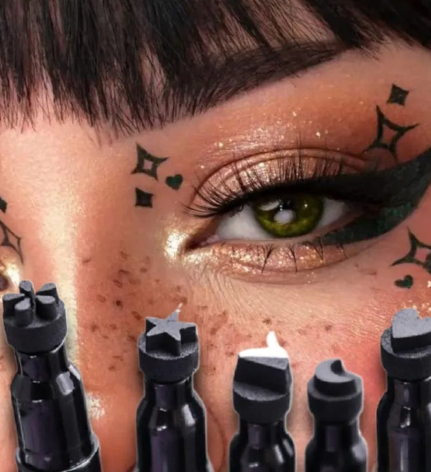 2 In 1 Black Liquid Eyeliner Double-head Moon Stamp Eye Liner Pencil Quick Dry Non-Smudge Long-lasting Easy to Use Eye Makeup