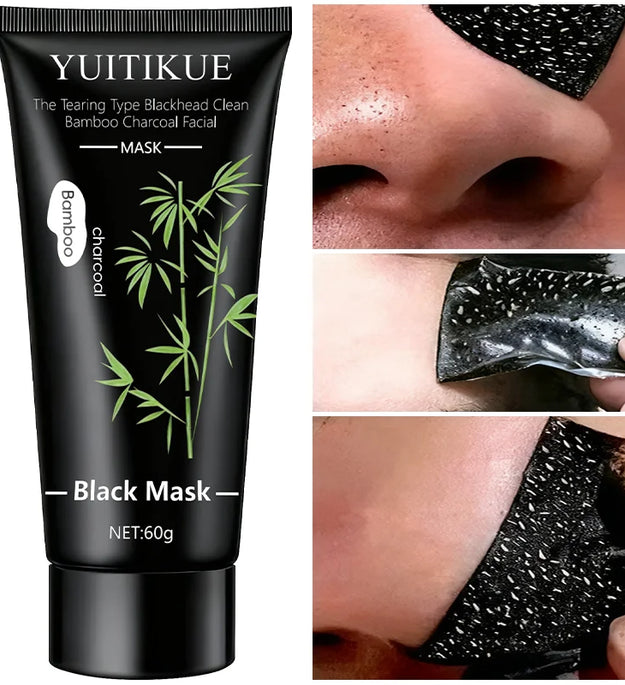 YUITIKUE Bamboo Charcoal Black Mask 60g - Tearing Type Deep Cleanse, Blackhead Removal for Clear Skin