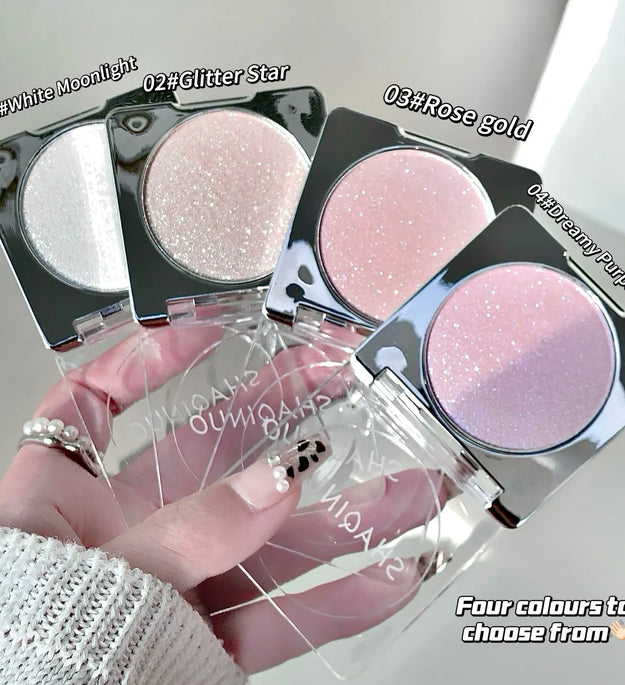 Glitter Highlighter Makeup Palette Pink Shiny Highlighter Palette Diamond High Gloss Powder Face Contour Crystal Brighten Makeup
