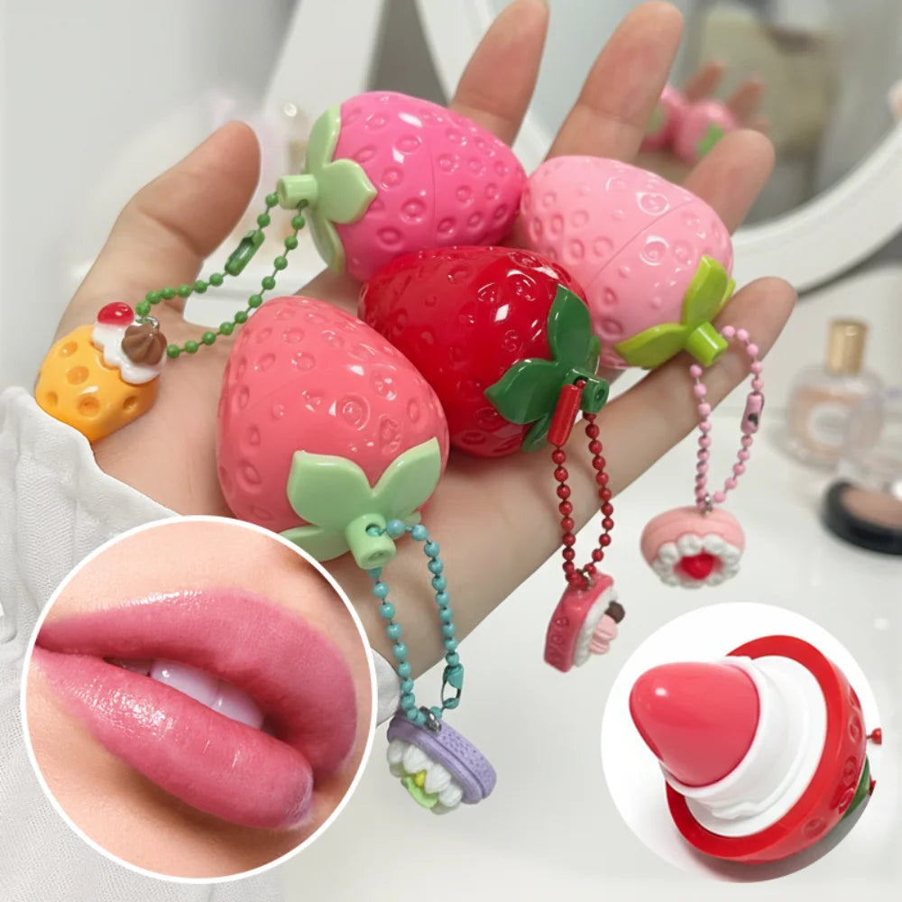 4-Color Random Sending Strawberry Lip Gloss Lipstick Moisturizing Winter Antifreeze Anti Crack Moisturizing Lasting lip balm