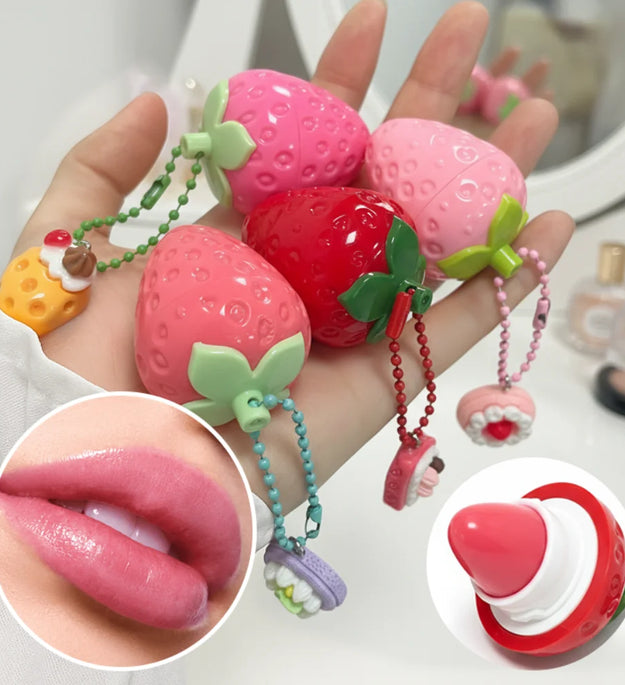 4-Color Random Sending Strawberry Lip Gloss Lipstick Moisturizing Winter Antifreeze Anti Crack Moisturizing Lasting lip balm