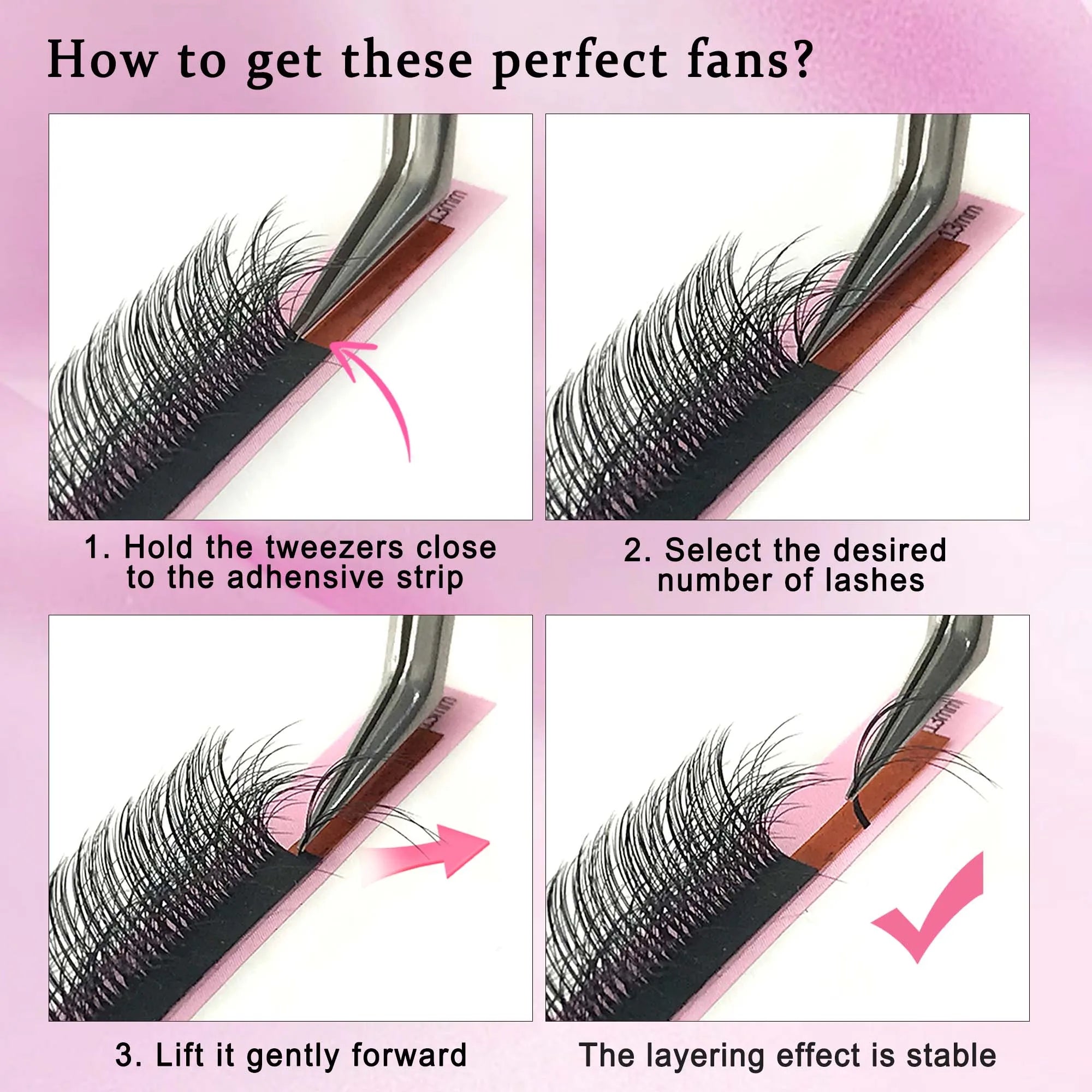 CoMango Perfect 3D Vision Fluffy Camellia Eyelash Premade Fans Wispy Volume Eyelash Extension LD LC Double-layer Individual Lash