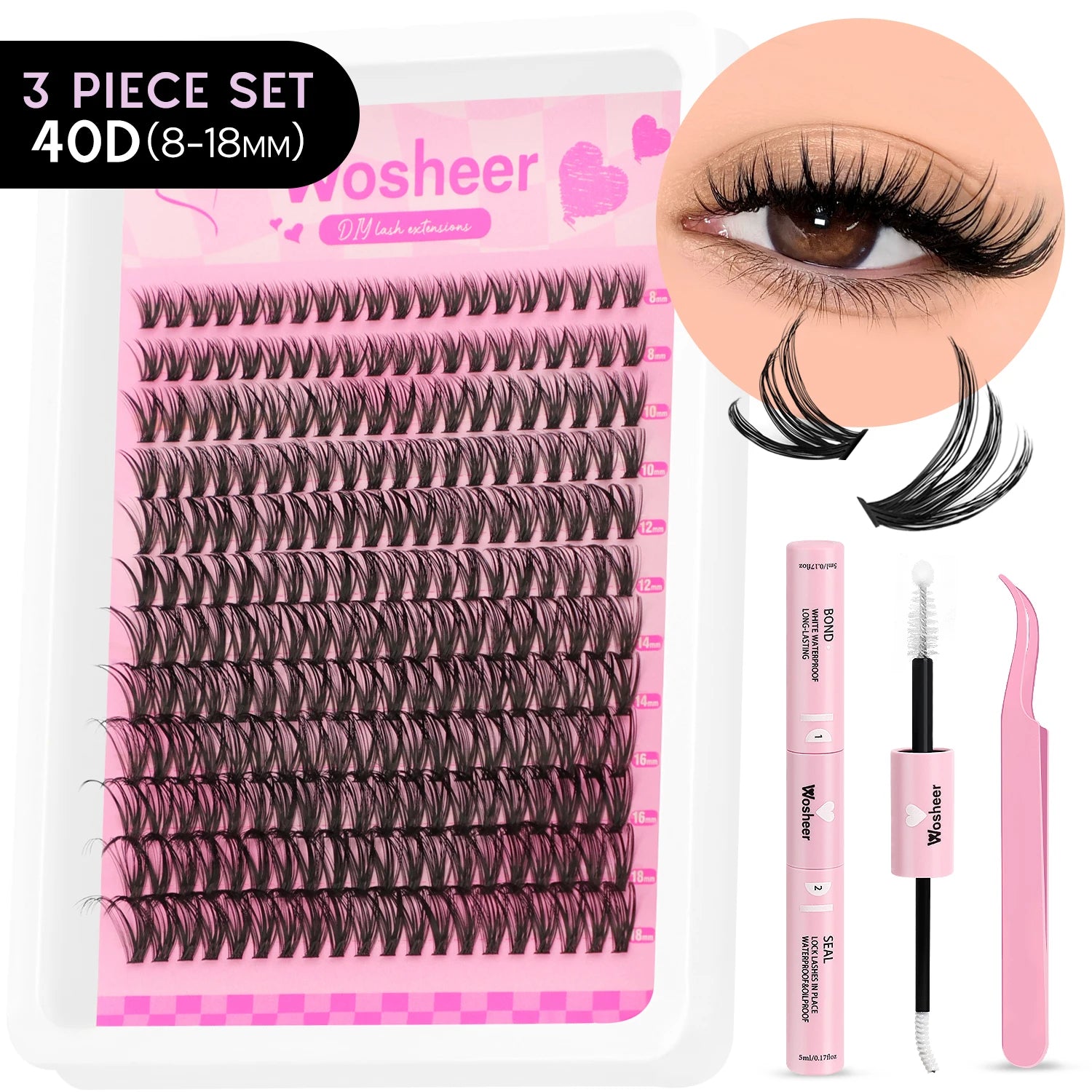 WOSHEER Lash Clusters Kit Lash Spikes Eyelash Clusters Volume Individual Lashes DIY Spiky Lash Extension Manga Clusters Eyelash