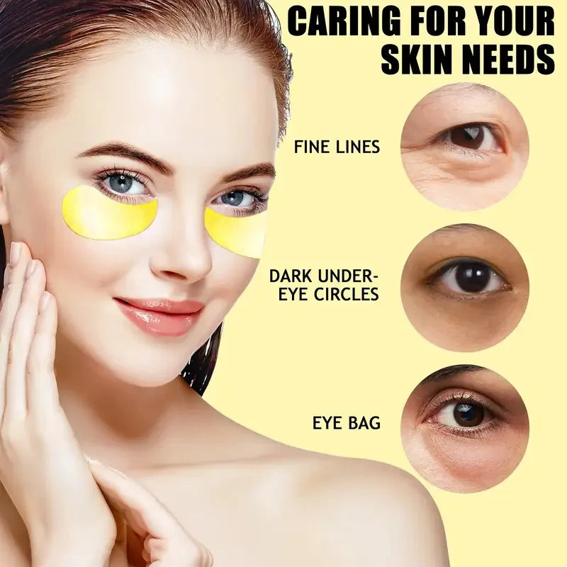 Golden Eye Mask Contains Collagen and Aloe Vera - Hypoallergenic Moisturizing Patch Suitable for All Skin Types, Increases Brightness and Elasticity, Reduces Dullness - BlissFully
