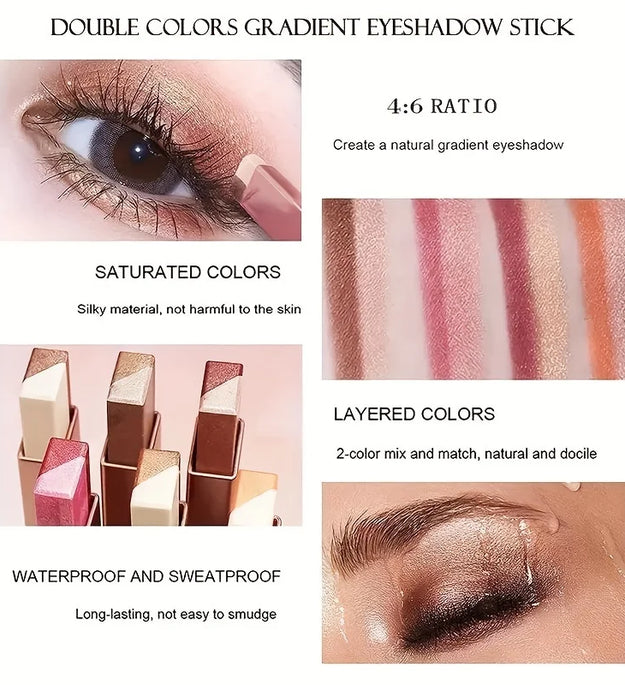 Two Color Gradient Eye Shadow Stick Three Dimensional Natural  Without Taking Off Makeup