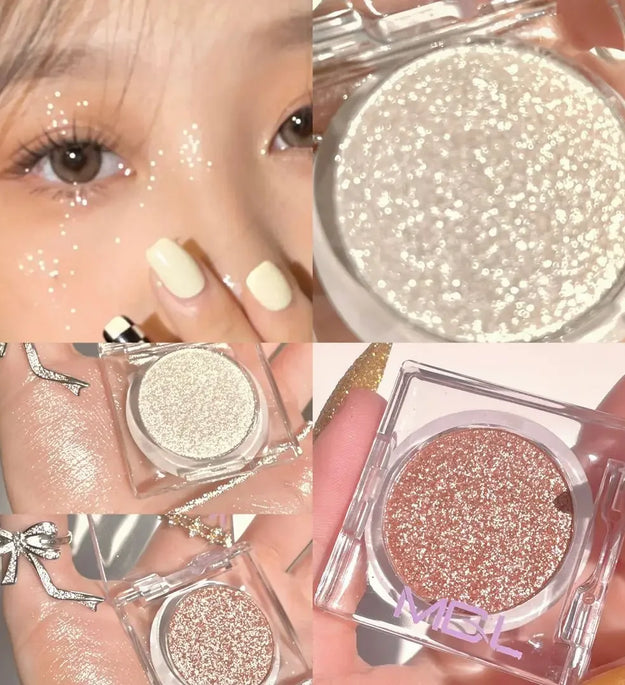 Monochrome White Shiny Highlighter Palette Gorgeous Glitter High Gloss Long Lasting Pearlescent Shimmer Brighten Bronzers Makeup