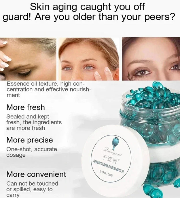 50PCS Blue Copper Peptide Capsule Face Serum Firms Tightens Night Moisturizing Plumping and Radiant Skin Care Rejuvenation