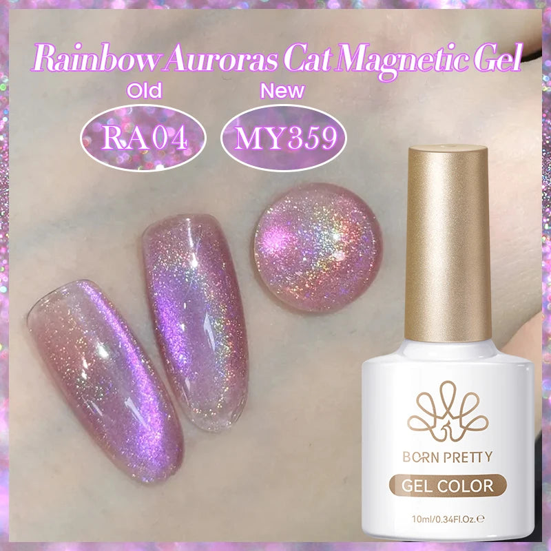 BORN PRETTY 10ml Cat Magnetic Gel Sparkling Ultra Gold Glitter Soak Off UV LED Gel Nail Art Varnish Manicure Valentine's Day