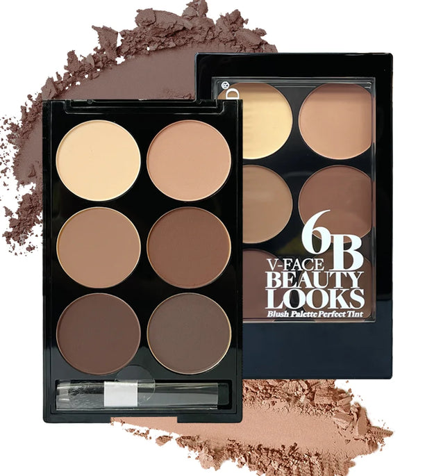 6 Colors Highlight Contouring Powder Palette Face Shadow Contouring Powder Makeup Palette With Brush Face Bronzer Color Correcti